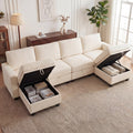 Redlife Modular Sectional Sofa Set with 2 Ottomans, U Shaped Convertible Couch with Storage, 4 Seat Convertible Sectional Couches for Large Living Room, Cloud-Like Comfort