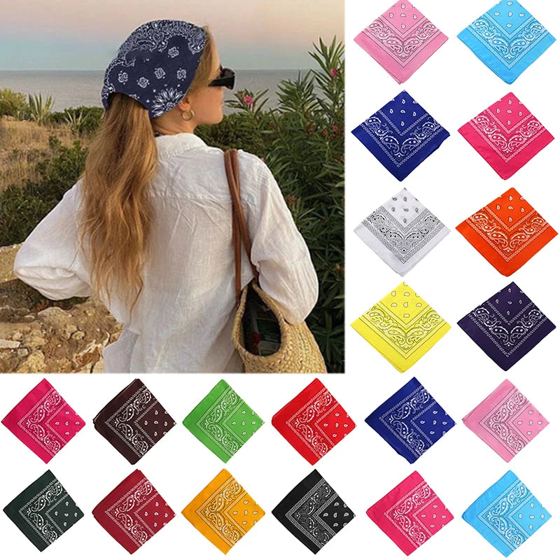 Classic Paisley Bandana Square Head Scarf, Multi-Use Sports Cycling Neck Face Wrap, Portable Street Aesthetic Accessory for Outdoor Daily Styling