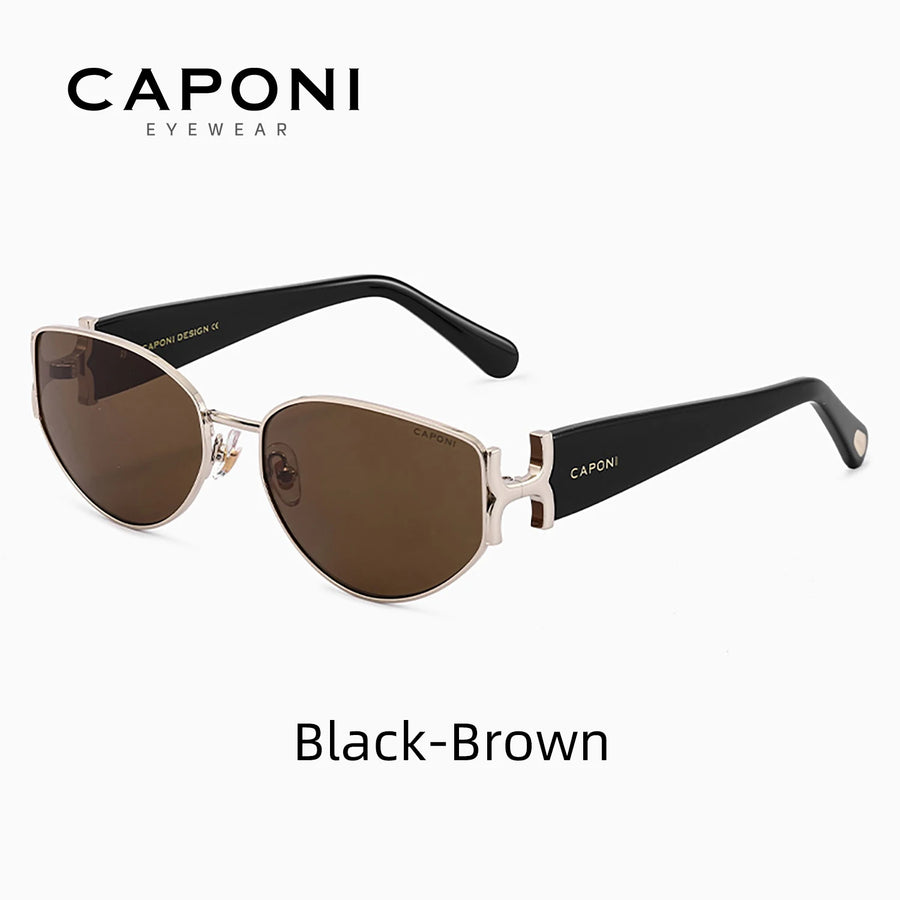 CAPONI Luxury Women Polarized Sunglasses Vintage Acetate Outdoor Original Design Eyewear UV400 Protection Brown Shade CP34020