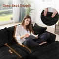 108" L-Shaped Boneless Corduroy Modular Sofa, Fluffy Sectional with Deep Seat & Side Chaise, Custom