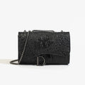 Fashion Ladies Croc Pattern Sequined Chain Crossbody Bag D‑Buckle Shoulder Messenger Handbag Women Evening Party Purse