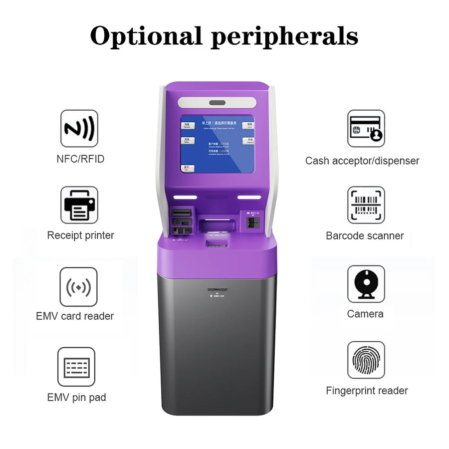 Crtly Touch Screen Automatic Banknote Deposit Cash Receiver ATM Withdrawal Recycling Bin Currency Exchange ATM