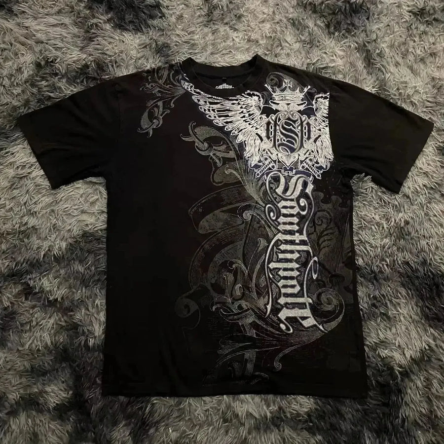 2025 Summer New Men's T-shirt Breathable sweat-absorbing casual roller skating Jesus print Hip-hop Men's T-shirt