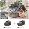 MAXYOYO Oversized Round Chaise Lounge Sofa, Upholstered Lounge Chair with 3 Pillows, Boneless Sofa Couch with Ottoman,Deep Seat