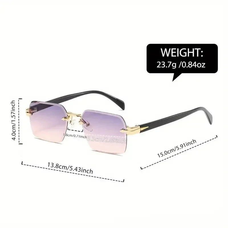 Rimless Rectangle Sunglasses for Women and Men – Fashion Small Square Frameless Shades, Summer Travel UV400 Protection Eyewear, Classic Unisex Oculos