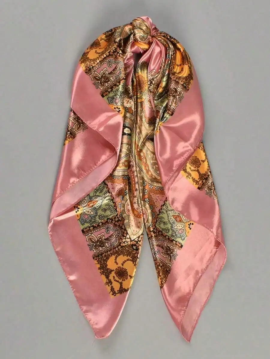 1pc Women's Multicolor Paisley And Paisley Pattern Woven Printed Scarf Shawl, Stylish Headwrap Travel, Party And Evening Events