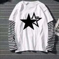 Women Star Y2K Print Graphic Fake Two Long Sleeved T-shirts Fashion Gothic Retro Casual Loose Fake Two Long Sleeved T Shirt