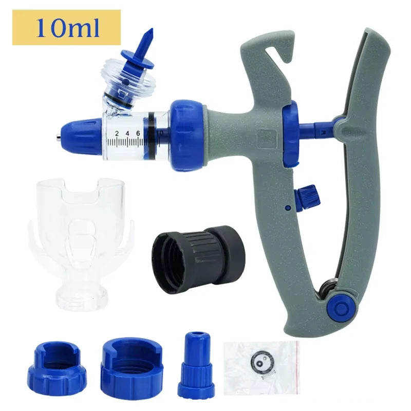 1ml 2ml 5ml 10ml Automatic Veterinary Injector Continuous Syringe Adjustable Durable Vaccine Injection Injector Poultry Tool