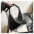 Trendy Slouchy Shoulder Bag for Women PU Leather Large Capacity Underarm Bag Retro Ladies Tote Bag