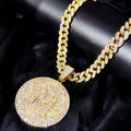 New Bling A-Z Letters Pendant Necklace for Men Women Crystal Miami Cuban Link Chain Round Initials Necklace Fashion Jewelry