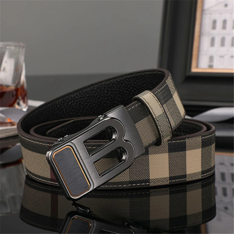 High Quality Leather Belt Men Luxury Brand Designer fashion Canvas Belts for Men Strap Male Metal Automatic Buckle Belt