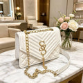 Elegant and Fashionable Argyle Quilted Chain Small Square Bag Metal Letter Tassel Diagonal Cross Bag Commuter Shoulder Bag