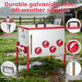 Automatic Chicken Feeder 130LBS Large Capacity 12 Anti-Waste Ports Metal Poultry Feeder with Height Adjustable Stand Waterproof Rodent Proof Feed Box with Lid Viewing Window for Hens Ducks Geese