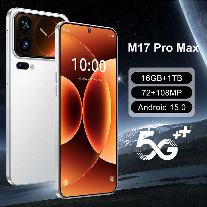 2026 New M17 pro max Global version smartphone SIM 5G phone 7.3inch HD 10core dual 8000mAh unlock Android14 Snapdragon 8gen3 pho