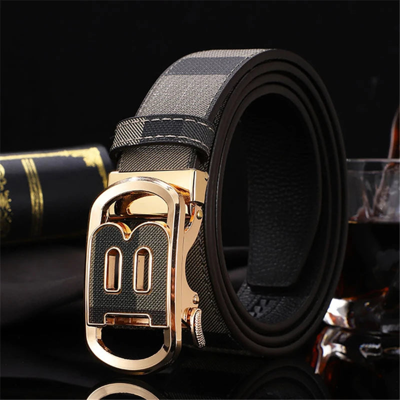 High Quality Leather Belt Men Luxury Brand Designer fashion Canvas Belts for Men Strap Male Metal Automatic Buckle Belt