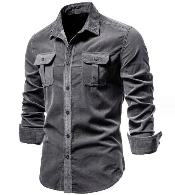 Men's New Corduroy Shirt Cotton Business Casual Long-Sleeved Coat