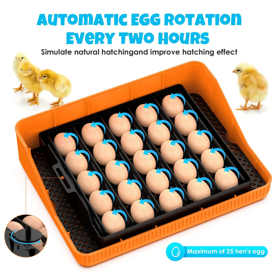 25 Egg Incubator for Hatching Eggs,Automatic Egg Turning and Humidity Control, with Automatic Water Serving,360° View Poultry Incubator for Hatching Chicken Duck Quail Parrot