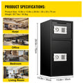 SucceBuy 33" Double Door Safe Deposit Box Secret Hidden Piggy Bank Steel Separate Storage Space Electronic Lock for Office Home