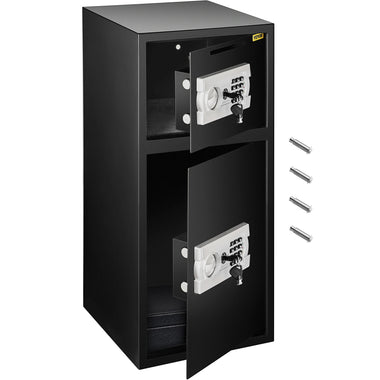 SucceBuy 33" Double Door Safe Deposit Box Secret Hidden Piggy Bank Steel Separate Storage Space Electronic Lock for Office Home