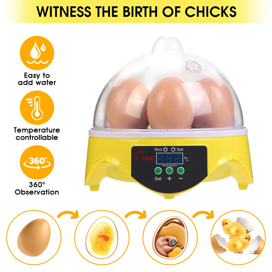 Intelligent Small-Sized 7-Piece Automatic Constant Temperature Incubator For Incubating Chickens, Ducks And Quails.