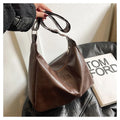 Trendy Slouchy Shoulder Bag for Women PU Leather Large Capacity Underarm Bag Retro Ladies Tote Bag