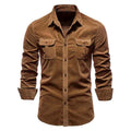 Men's New Corduroy Shirt Cotton Business Casual Long-Sleeved Coat