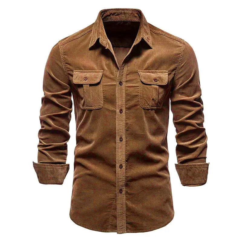 Men's New Corduroy Shirt Cotton Business Casual Long-Sleeved Coat