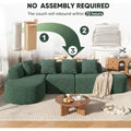 Green Oversized L-Shaped Sectional Sofa with Deep Seat and Chaise for Living Room or Bedroom, Ready to Use