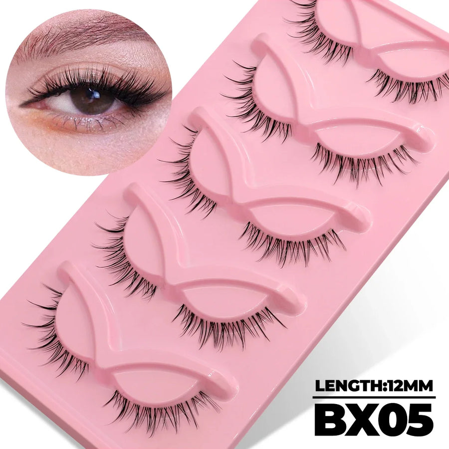 Veltrinay Fake Lashes Cat Eye Lashes Faux Mink Eyelashes Clear Band Lashes Natural Look Wispy Mink Eyelashes False Lashes Makeup