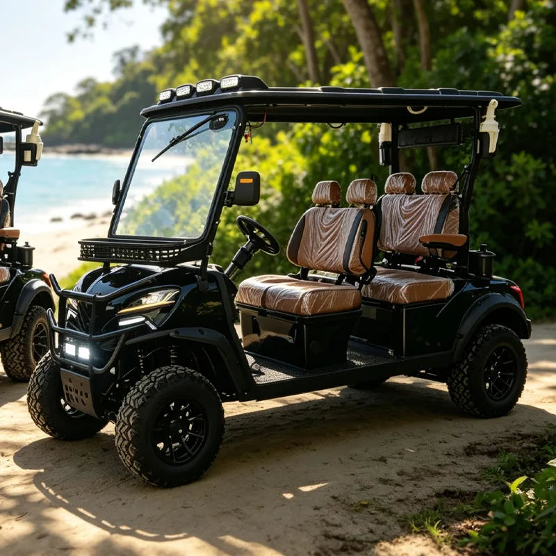 Electric Golf Cart 4 Seater with Colorful RGB LED Underglow Lights Lithium Battery Offroad Golf Buggy