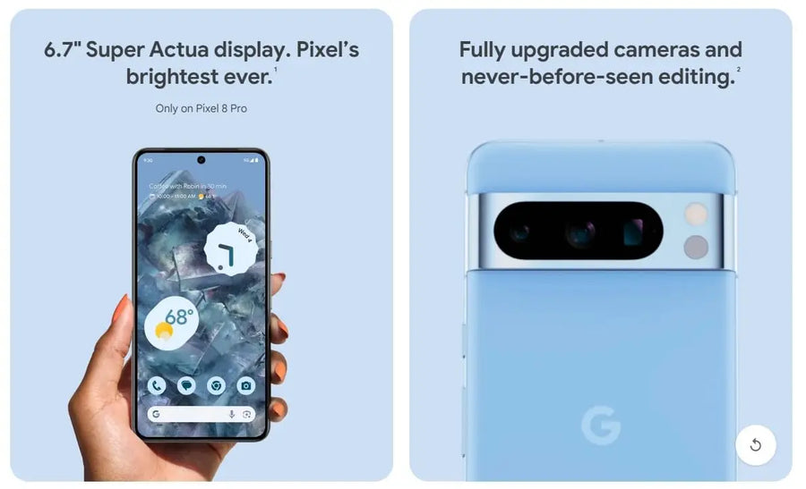 Google / Pixel 8 Pro  GA03878 Renewed Unlocked Android 5G Smartphone Grade 1-4 Refurbished Used Phone Genuine  Includes Charging Cable