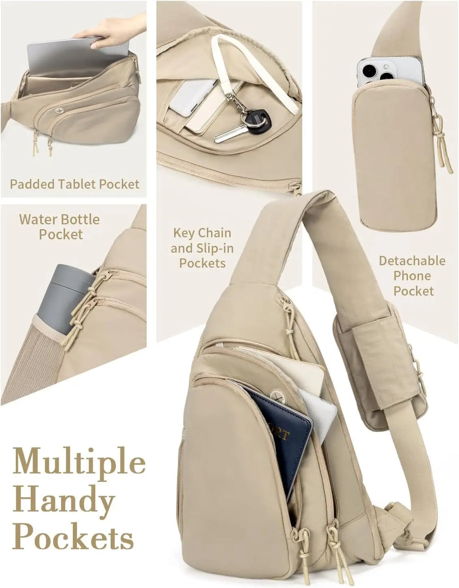 Sling Bag Nylon Crossbody Bags For Women with Anti-theft RFID Blocking Pocket Cross Body Purse Adjustable Shoulder Strap