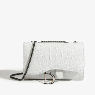 Fashion Ladies Croc Pattern Sequined Chain Crossbody Bag D‑Buckle Shoulder Messenger Handbag Women Evening Party Purse
