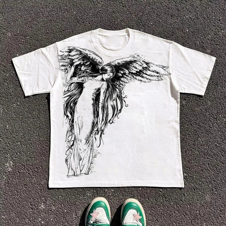 2025 Summer New Men's T-shirt Breathable sweat-absorbing casual roller skating Jesus print Hip-hop Men's T-shirt