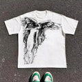 2025 Summer New Men's T-shirt Breathable sweat-absorbing casual roller skating Jesus print Hip-hop Men's T-shirt