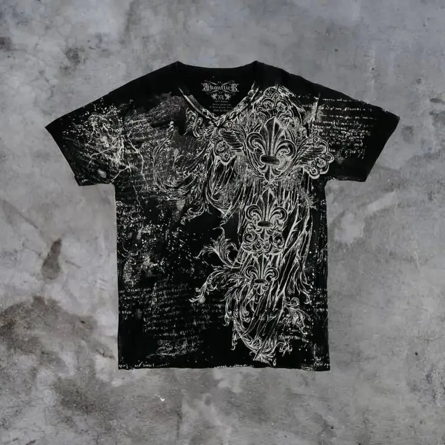 European and American Summer Men's Fashion Gothic Skull Print Comfortable Breathable Round Neck T-shirt Outdoor Street Top