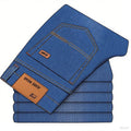 2025 men's fashion business jeans classic style casual elastic slim fit jeans men's denim pants black blue