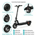 DriveTron DT08 Foldable Adult Electric Scooter 500W 1100W Peak Rear Drive Motor 48V 13Ah Lithium Battery Max 40KM/H 40-60KM Long Range 10 Inch Tubeless Tire Front & Rear Dual Spring Shock EABS Electronic Brake IPX5 Waterproof