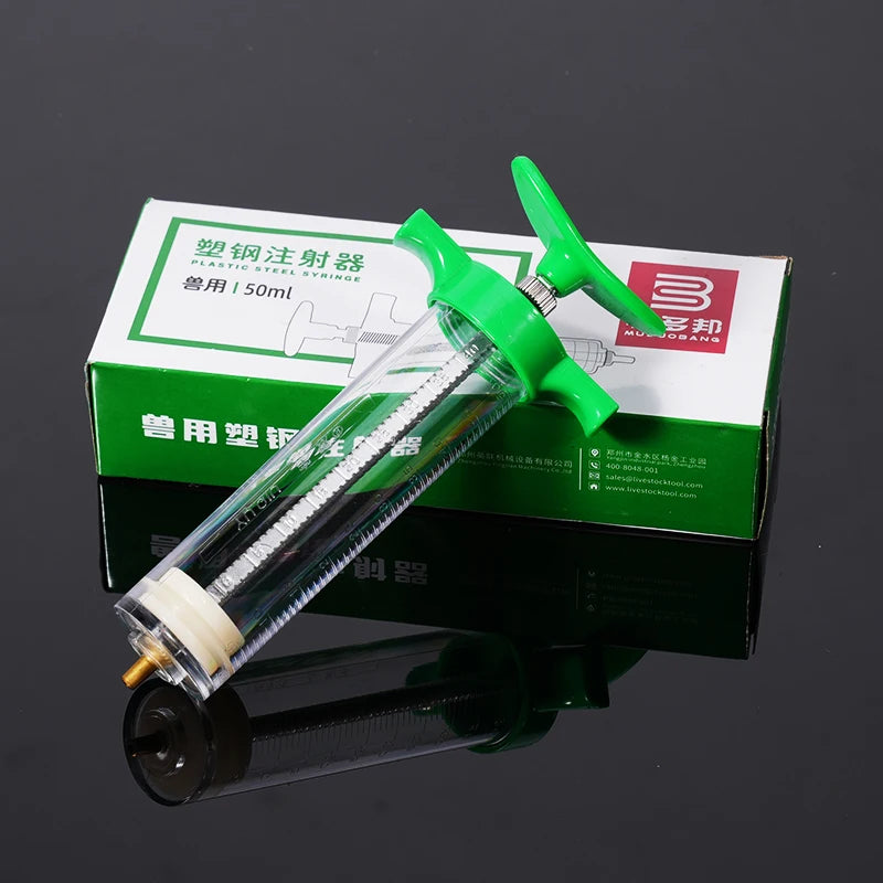 Veterinary Syringe Adjustable Dose Vaccine Injection with 10pcs 304 Stainless Steel Needle for Pig Cow Chicken Veterinary Tools