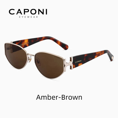 CAPONI Luxury Women Polarized Sunglasses Vintage Acetate Outdoor Original Design Eyewear UV400 Protection Brown Shade CP34020