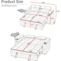 65 Convertible Sofa Bed with Pull-Out Couch, 360° Swivel Side Table, Chenille Fabric, Space-Saving Living Room Furniture, Easy A