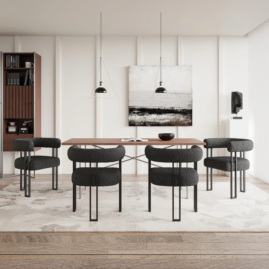 Lot de 2 chaises de salle à manger capitonnées Farini avec accoudoirs, chaises d'appoint modernes rembourrées avec cadre en métal