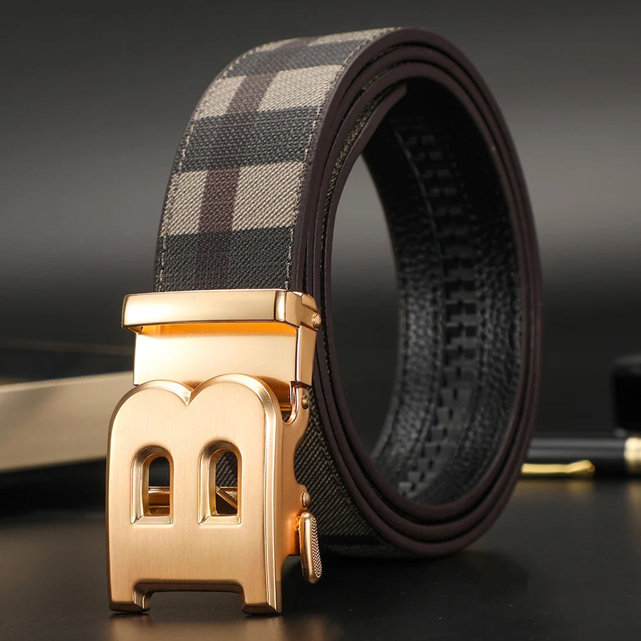 High Quality Leather Belt Men Luxury Brand Designer fashion Canvas Belts for Men Strap Male Metal Automatic Buckle Belt