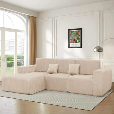 111" Boneless Couches for Living Room 3-Piece Cloud Couch Modular Sectional Deep Seat Compressed Couches for Living, Customized